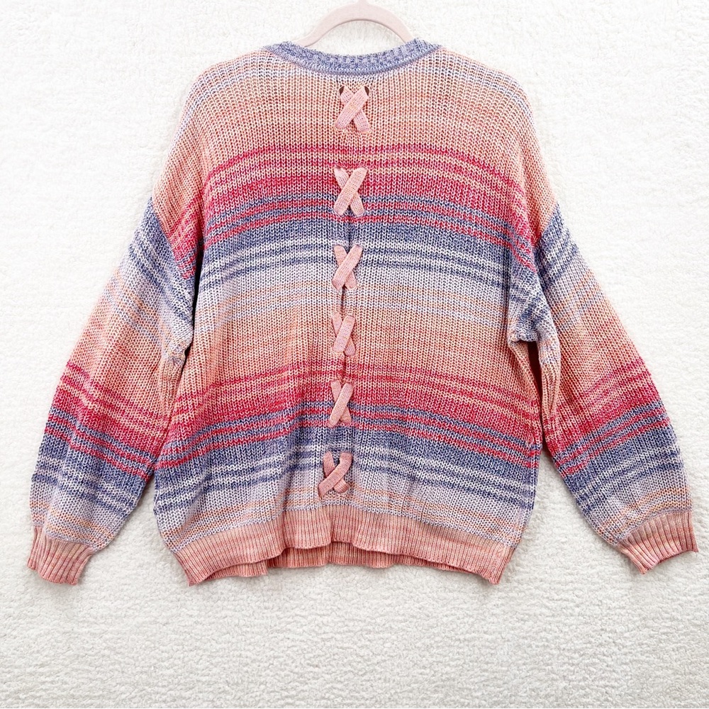 MM by My Michelle Multicolor V neck Lightweight Crisscrossed Back Sweater 2XL - Picture 2 of 10